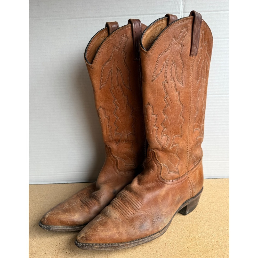VTG Dan Post Men's Marlboro Boot Size 8.5 M‎ Tan Brown Leather Western P2552